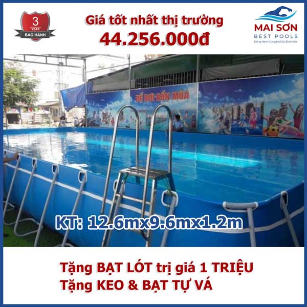 Bể Bơi Trường Học Cỡ Lớn KT dài 12.6×9.6×1.2